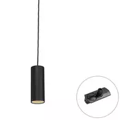 Dizajnerska viseča svetilka črna vklj. adapter za tirnico 1-fazna - Iconic Tubo