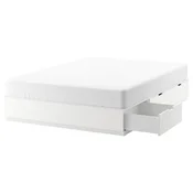 NORDLI Posteljni okvir s predali, bela, 140x200 cm