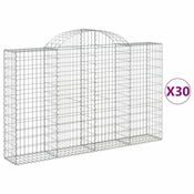 Vidaxl Obokana gabionska košara 30 kosov 200x30x120/140 cm železo