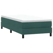 shumee vidaXL Postelja z vzmetnim vzmetnim okvirjem brez vzmetnice temno zelena 90x210 cm