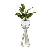 Metalna saksija LOFT 56x20 cm zlatna/bela