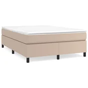 Vidaxl Posteljni okvir z vzmetmi kapučino 140x200 cm umetno usnje