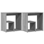 Vidaxl Stranska mizica 2 kosa siva sonoma 50x30x50 cm inženirski les