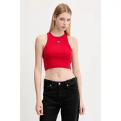 HUGO Blue crop top ženski bombažen z elastanom Baby Tank_B