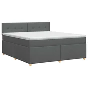 vidaXL Postelja boxspring z vzmetnico Temno siva 140 x 200 cm Blago
