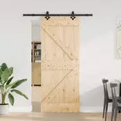 vidaXL Drsna vrata NARVIK Naravna in črna 85 x 210 cm (152,5 cm)
