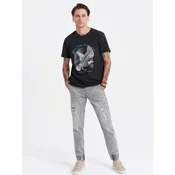 Ombre Mens JOGGERS denim pants with rubbing - light grey