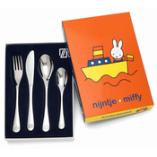 Otroški jedilni pribor iz nerjavečega jekla v srebrni barvi 4 ks Miffy – Zilverstad