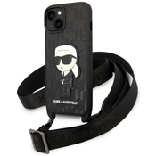 Karl Lagerfeld Etui Karl Lagerfeld Monogram Ikonik Patch za iPhone 14 Plus - črno