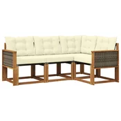 Set vanjskih sofa s jastukom 4 pcs Prirodna i krem