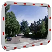VIDAXL zunanje pravokotno konveksno prometno ogledalo z odsevniki, 60x80cm