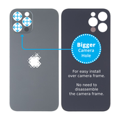 Apple iPhone 13 Pro Max - steklo zadnjega ohišja s povečano luknjo za kamero (grafit)