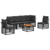 Set vanjskih sofa 7 pcs Crna i tamno siva Poliester