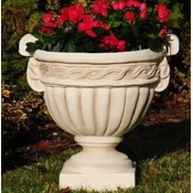 Casa Padrino baroque garden decorative flower pot sand 44 x H. 44 cm - Magnificent baroque style plant pot - Baroque garden decoration - Baroque terrace decoration - Baroque decoration accessories