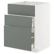 METOD / MAXIMERA Pod.element sudop. i 3front/2fioke, bela/Nickebo mat sivozelena, 60x60 cm