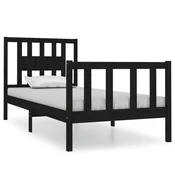 Vidaxl Posteljni okvir črn iz trdnega lesa 75x190 cm