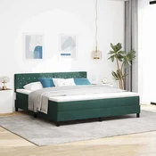 Vidaxl Postelja z vzmetnico Temno zelena 180 x 200 cm Žamet