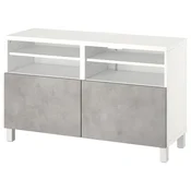 BESTA TV-omarica z vrati, bela/Kallviken/Stubbarp svetlo siva, 120x42x74 cm