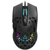 Puncher GM-20 High-end Gaming Mouse with 7 programmable buttons, Pixart 3360 optical sensor, 6 levels of DPI and up to 12000, 10 million times key life, 1.65m Ultraweave cable, Low friction with PTFE feet and colorful RGB lights, Black, size:126x67.5x39.5mm, 110g