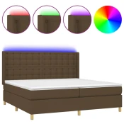 Krevet box spring s madracem LED tamnosmeđi 200x200 cm tkanina