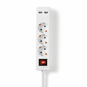 Nedis Odcepni priključek | Ozemljeni konektor / tip F (CEE 7/7) | 3-smerni | 1,50 m | 3680 W | 16 A | Vrsta ozemljitve: Stranski konektor | 230 V AC 50/60 Hz | Kot vtičnice: 45 ° | H05VV-F 3G1,5 mm2 | Gumb