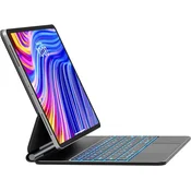 shumee Ovitek s tipkovnico Earto za iPad Pro 12.9 (M2, 2024) 7RGB magnetna QWERTY tipkovnica