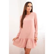 Ruffle dress in dark powder pink