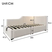 SONNENH Otroška postelja, 90 x 190 cm, žamet, bež, 203 x 98 x 70.5 cm, prostor za shranjevanje, priključek usb, za spalnico