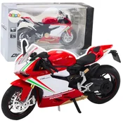 Športni motocikel LEAN TOYS, kovinski, rdeče-bel, 1:12
