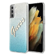 shumee Ovitek Guess z bleščečim gradientnim skriptom za Samsung Galaxy S21 Plus, moder