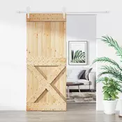 vidaXL Drsna vrata Naravna in bela 100 x 210 cm Trdna borovina