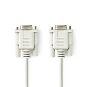 Nedis Zero modemski kabel | D-SUB 9-pin ženski | D-SUB 9-pin ženski | Ponikljano | 2,00 m | Okrogla | PVC | Slonokoščena | Oznaka