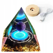 shumee Piramidasti ORGONIT + LED PODSTAVEK ZA SVETILKO 5cm KRISTALNI KAMNI AMULET 5cm VX09