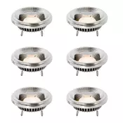 Komplet 6 G53 zatemnitvenih LED žarnic 111 mm 12 W 600 lm 2700 K