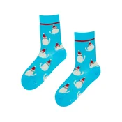 Sokisahtel Nogavice SNOWCAT merino wool socks with cats modra