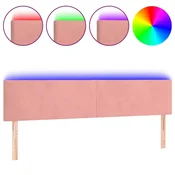 Vidaxl LED posteljno vzglavje roza 200x5x78/88 cm žamet