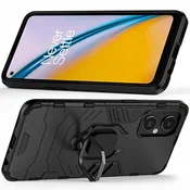 HURTEL Ovitek Ring Armor Hybrid + magnetni nosilec za OnePlus Nord N20 5G črne barve