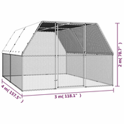 Vidaxl Zunanji kokošnjak 3x4x2 m pocinkano jeklo