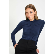 Trendyol Indigo Slim Gathered Snaps Stretch Knitted Bodysuit