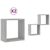 Vidaxl Stenske police kockaste 2 kosa sonoma sive 30x15x30 cm