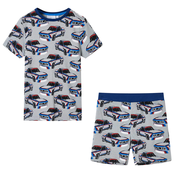 vidaXL Dječja pidžama s kratkim rukavima siva 104