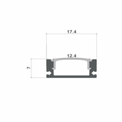 Optonica ALU profil za LED trak ČRN+mlečen pokrov 2m NADGRADNI - komplet