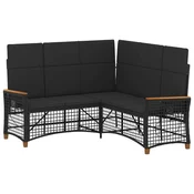 Vrtni set sofe za opuštanje Podesiva Crna 164 x 164 x 112 cm