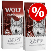 Varčno pakiranje Wolf of Wilderness The Taste Of 2x12 kg - Mix: Canada, Mediterranean