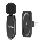 HOCO brezžični lavalier mikrofon za iPhone Lightning 8-pin L15 črn