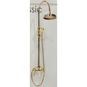 Casa Padrino luxury bathroom shower set with Swarovski crystal glass gold H. 111-138.5 cm - Shower set with overhead shower and hand shower - Bathroom accessories - Luxury quality - Made in Italy