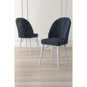 Hanah Home set trpezarijskih stolica Ritim 8 kom, antracit tkanina Babyface, bele drvene noge