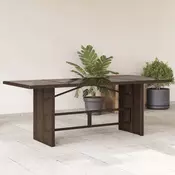 Vrtni stol sa staklenom plocom smedi 190x80x75 cm od poliratana