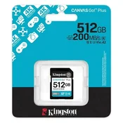 KINGSTON 512 GB SDXC Canvas Go Plus Gen4 200 MB/s C10 UHS-I U3 V30