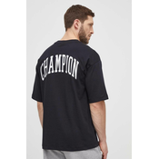 Pamucna majica Champion za muškarce, boja: crna, s tiskom, 219855